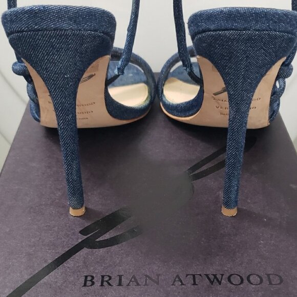 BRIAN ATWOOD B Authentic, Denim Strappy Heels, 7 - Picture 3 of 5